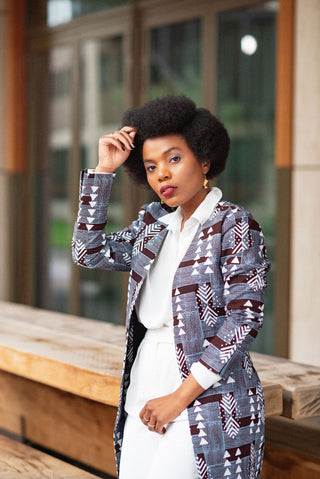 HAZEL GREY AFRICAN PRINT JACKET