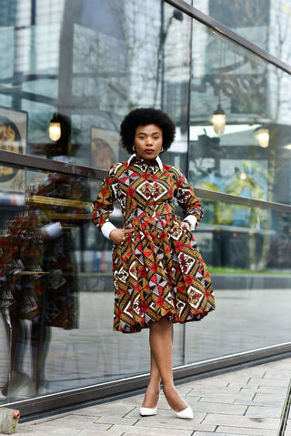 JASMINE COLLARED AFRICAN PRINT DRESS