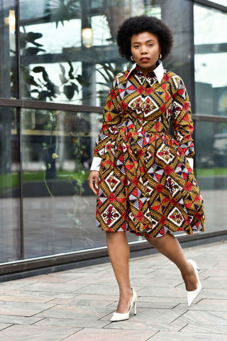 JASMINE COLLARED AFRICAN PRINT DRESS