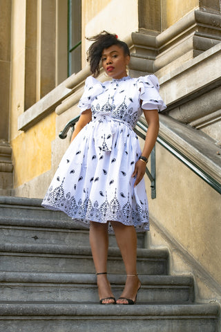 LANRE WHITE AND BLACK DRESS