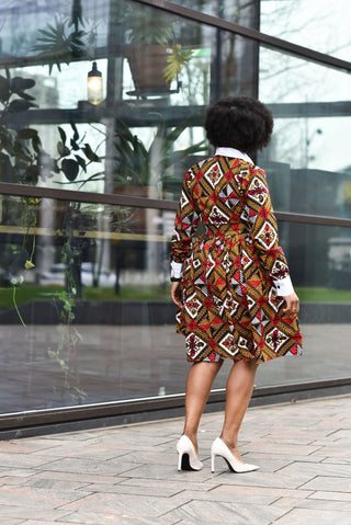 JASMINE COLLARED AFRICAN PRINT DRESS