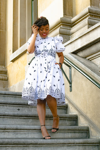 LANRE WHITE AND BLACK DRESS