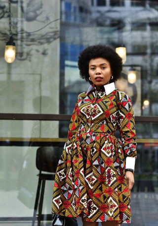 JASMINE COLLARED AFRICAN PRINT DRESS