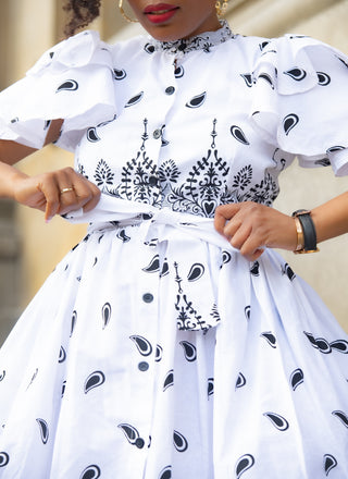 LANRE WHITE AND BLACK DRESS