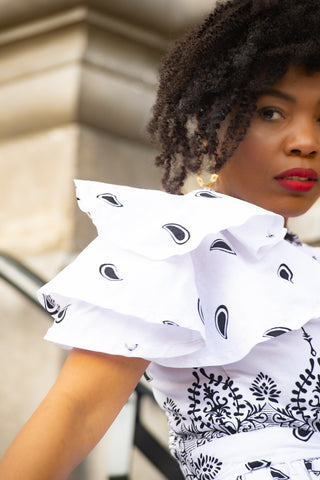 LANRE WHITE AND BLACK DRESS