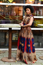 Cairo Brown and Blue Maxi Dress