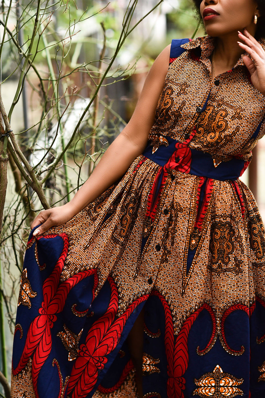 Cairo Brown and Blue Maxi Dress