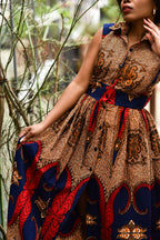 Cairo Brown and Blue Maxi Dress