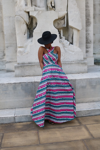 SERENA MULTI COLORED STRIPED MAXI DRESS